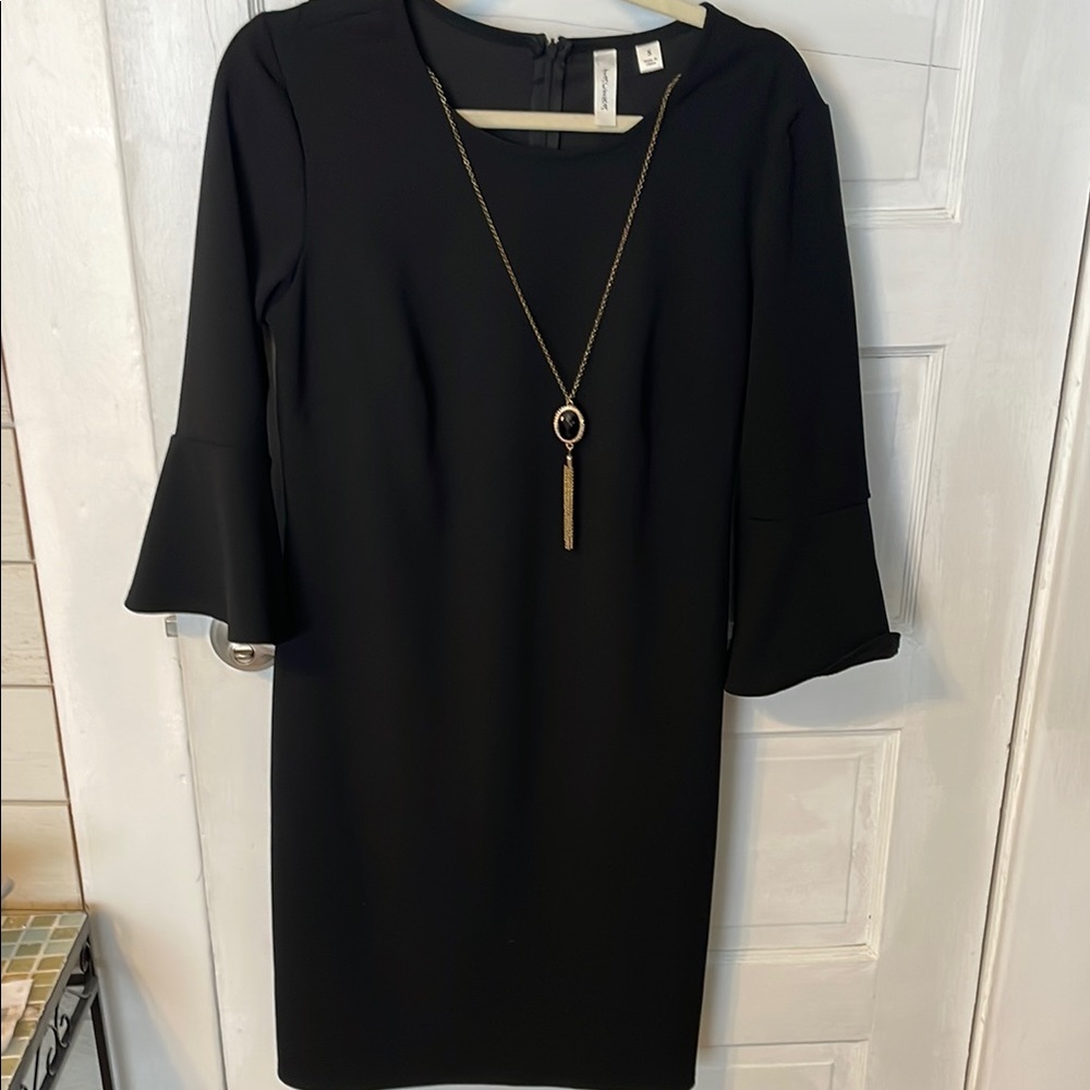 Elegant Black Dress with Flared Sleeves